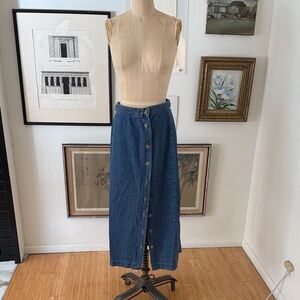 Vintage Blue Denim Button-Down Skirt